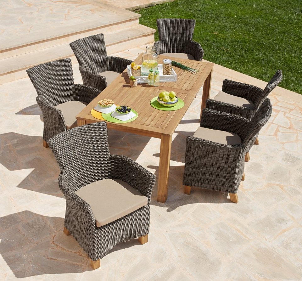 Gartenmöbelset »Toskana«, 13-tlg., 6 Sessel, Tisch 185x90cm ... Gartenmöbelset »Toskana«, 13-tlg., 6 Sessel, Tisch 185x90cm ...
