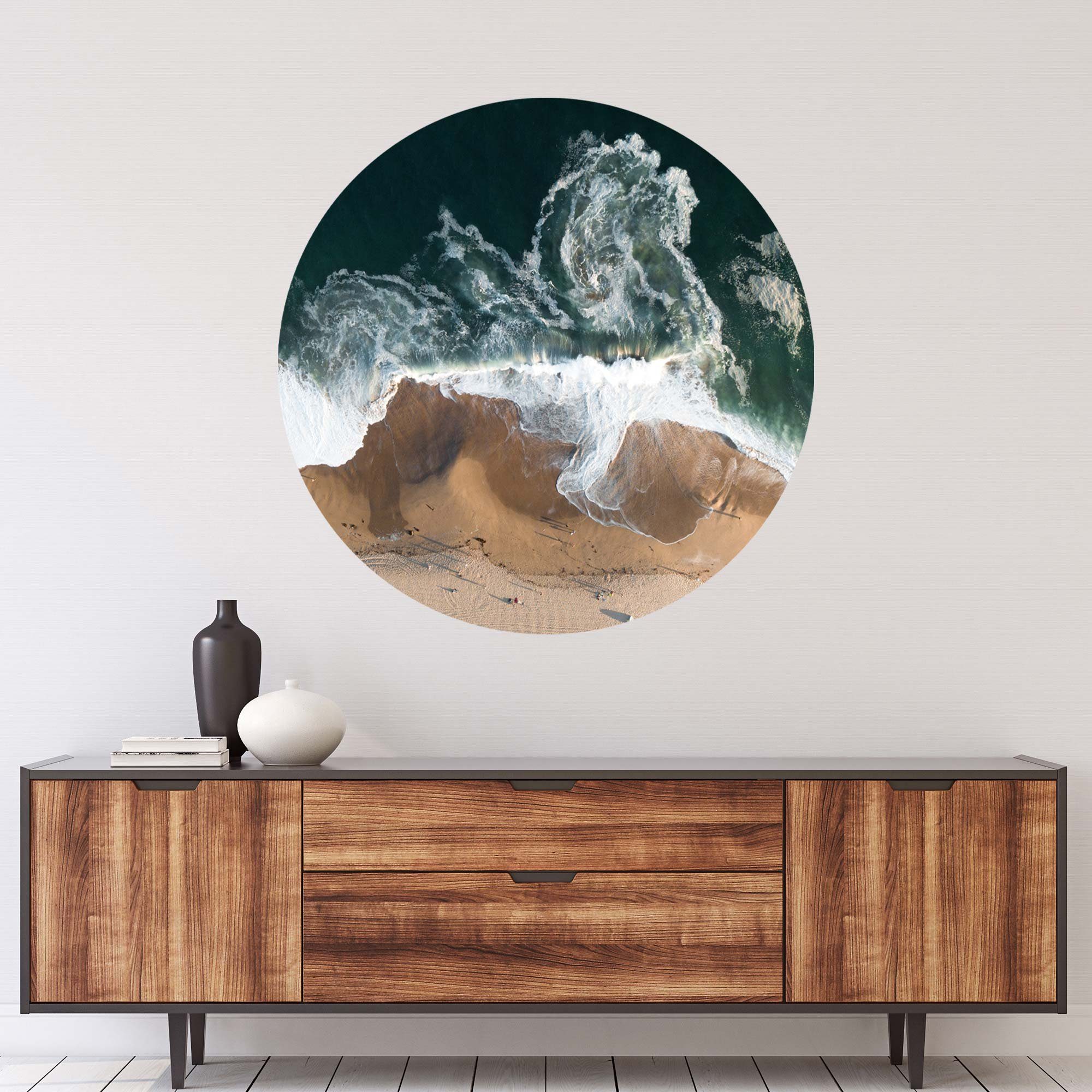 WallSpirit Wandsticker Wandaufkleber rund "Strand und Meer", Selbstklebend, rückstandslos abziehbar