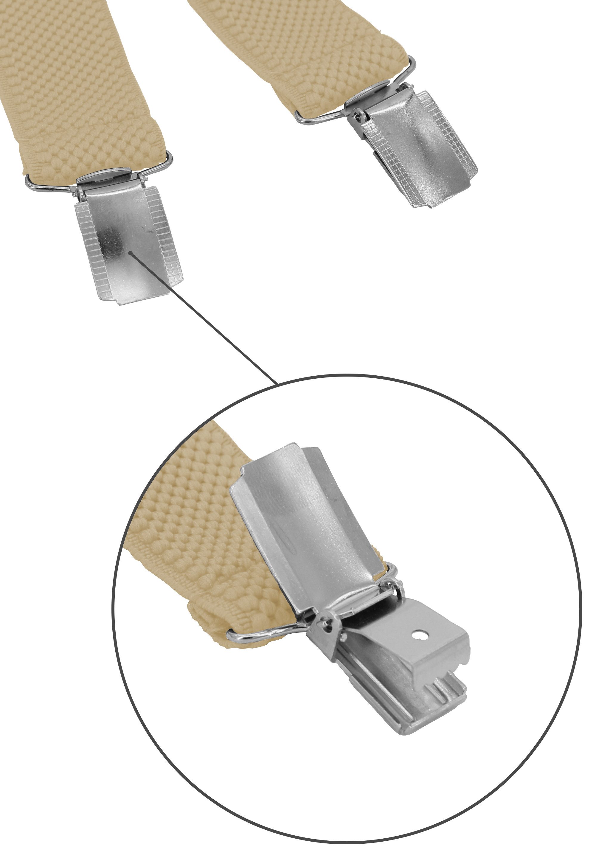 Fabio Farini Hosenträger Schmales Y-Design mit 2,5cm Breite verstellbar mit extra starken Clipverschluss, Sand