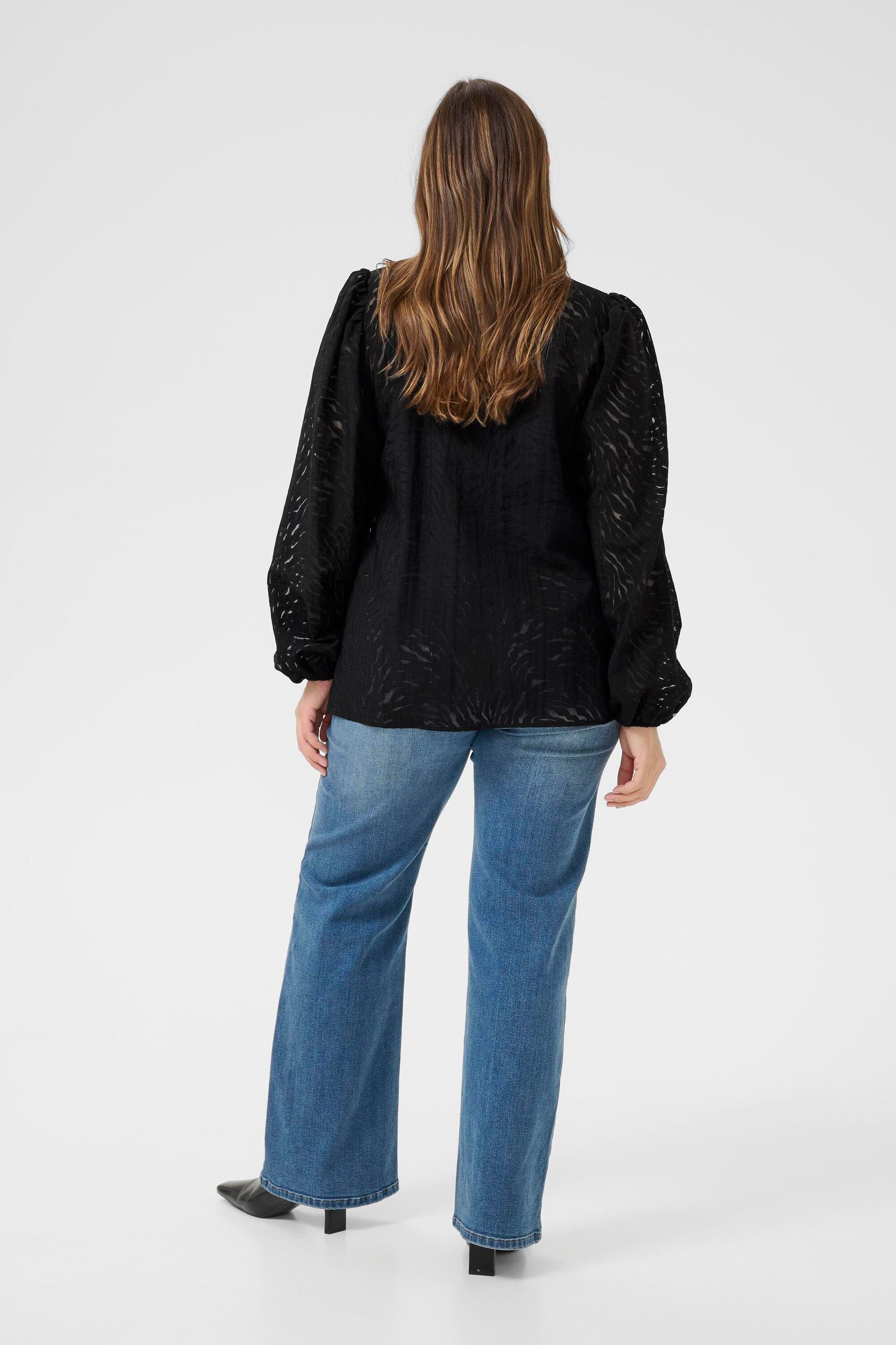 KAFFE Curve Langarmbluse Langarm-Bluse KCvianna Große Größen