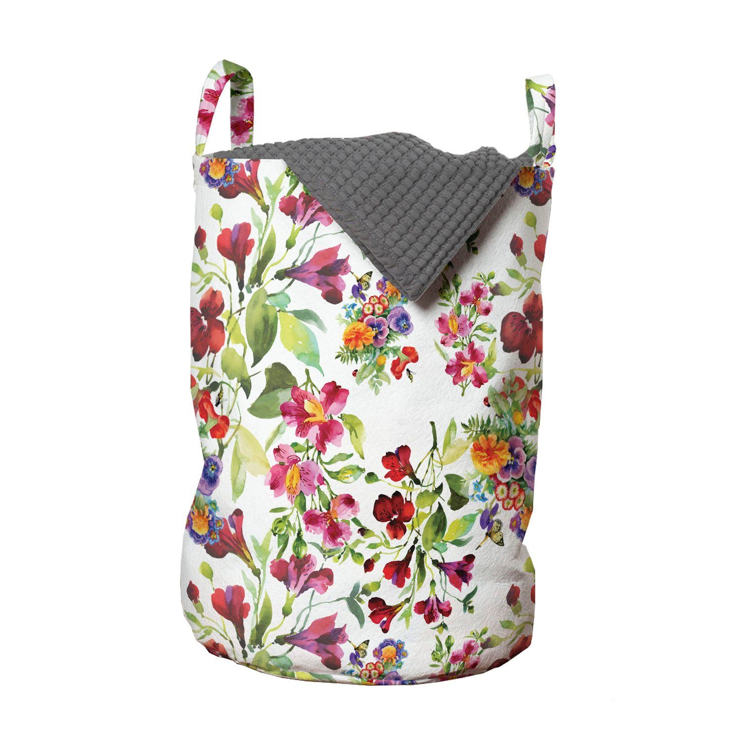 Wäschekorb der für Waschsalons, Garten-Kunst Blumen Kordelzugverschluss Abakuhaus Wäschesäckchen mit Griffen Saison
