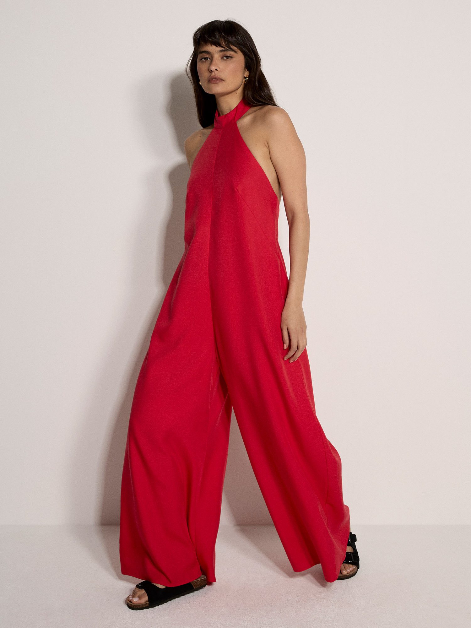 Apricot Jumpsuit Neckholder-Jumpsuit mit weitem Bein – Bild 4 von 5