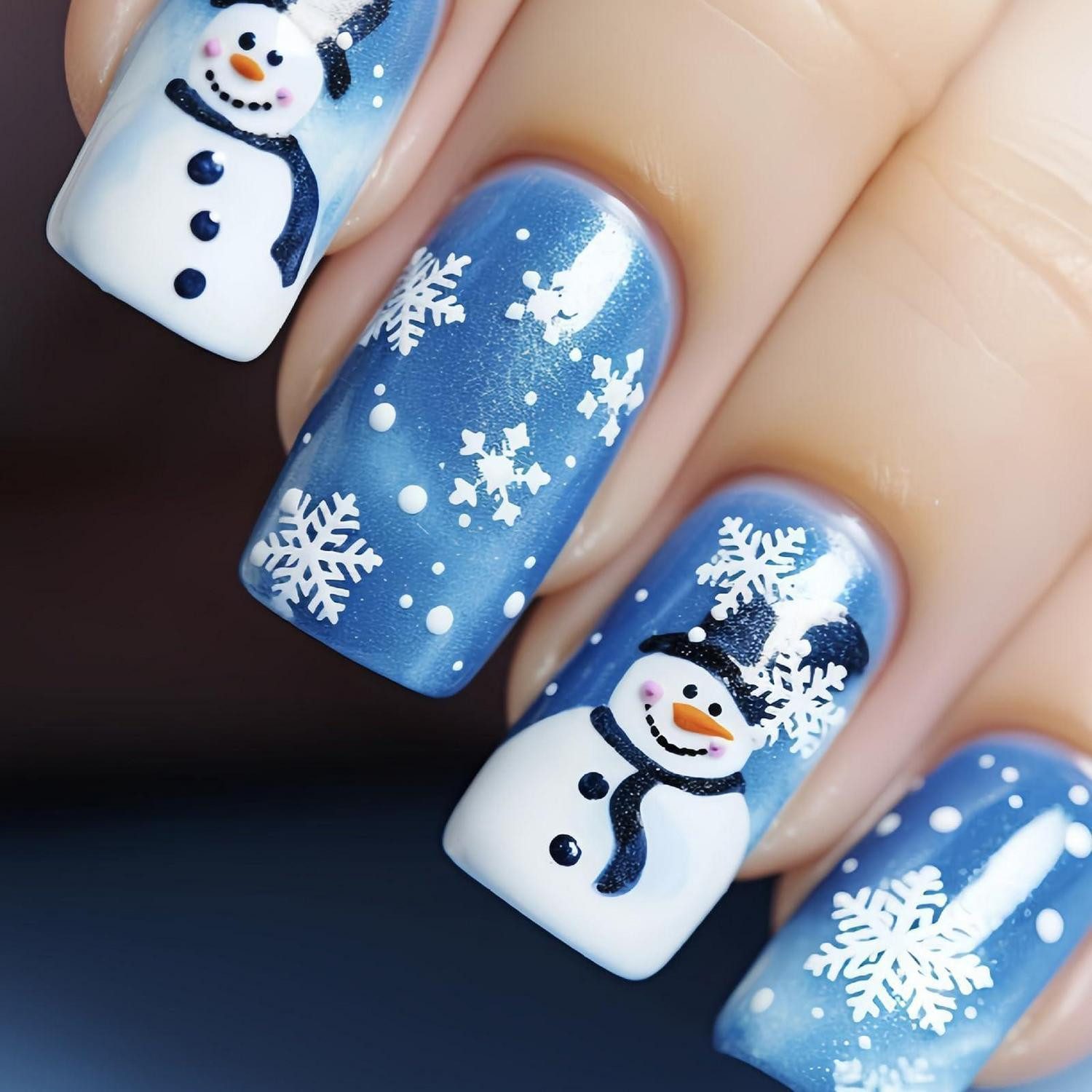 LuxusKollektion Kunstfingernägel Weihnachten Press On Nails Blau