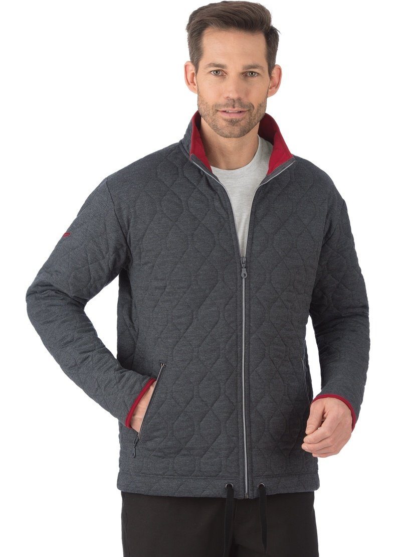 Sweat-Qualität aus TRIGEMA Sweatjacke anthrazit-melange Steppjacke Trigema