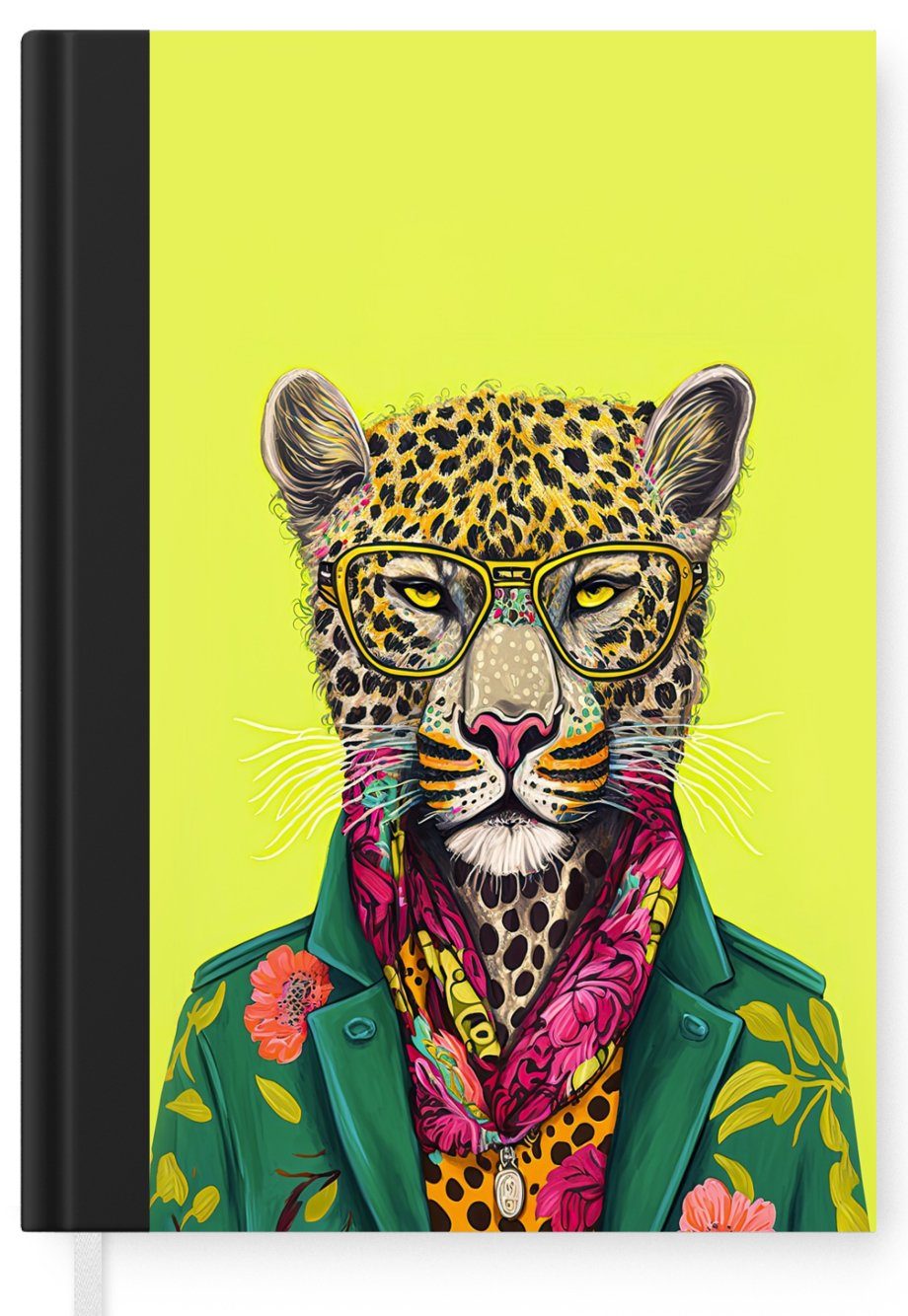 MuchoWow Notizbuch Panther - Tagebuch, Tier Haushaltsbuch 98 Merkzettel, - - Brillen Notizheft, Seiten, Farben, A5, Journal
