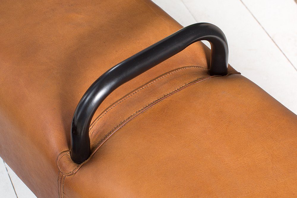riess-ambiente Sitzbank TURNBOCK 134cm hellbraun, mit Echtleder-Bezug – Bild 5 von 5