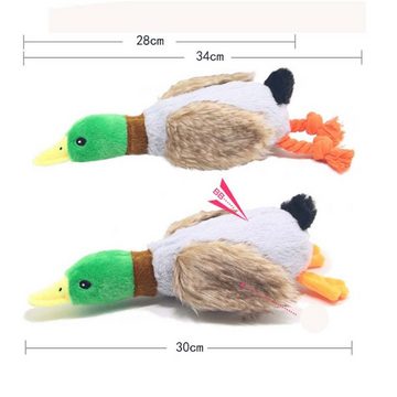FIDDY Tierquietschie Entzückendes Plüsch-Entenspielzeug zum Zähneputzen, (2-tlg) Kauseil-Spielzeug für Hunde, Plüsch-Hundespielzeug