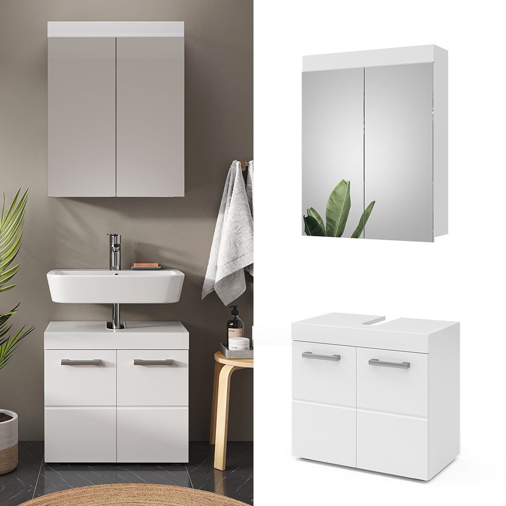 Vicco Badmöbel-Set Luna, Weiß, 2 Teile, günstig online kaufen