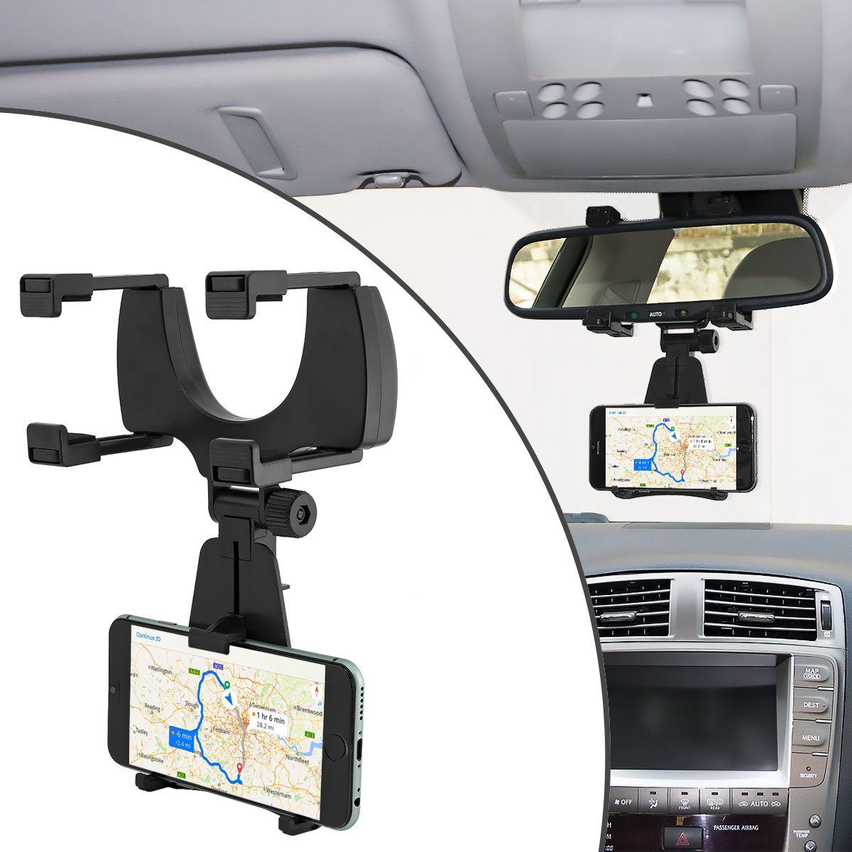 Smartphone-Halterung Autohalterung f KFZ-Rückspiegel Autospiegel Halterung Handy Universal