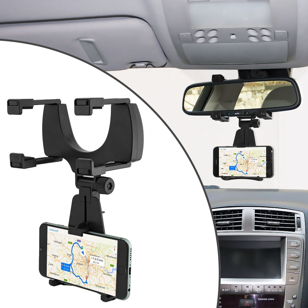 MidGard Autohalterung f KFZ-Rückspiegel Autospiegel Halterung Handy  Universal Smartphone-Halterung