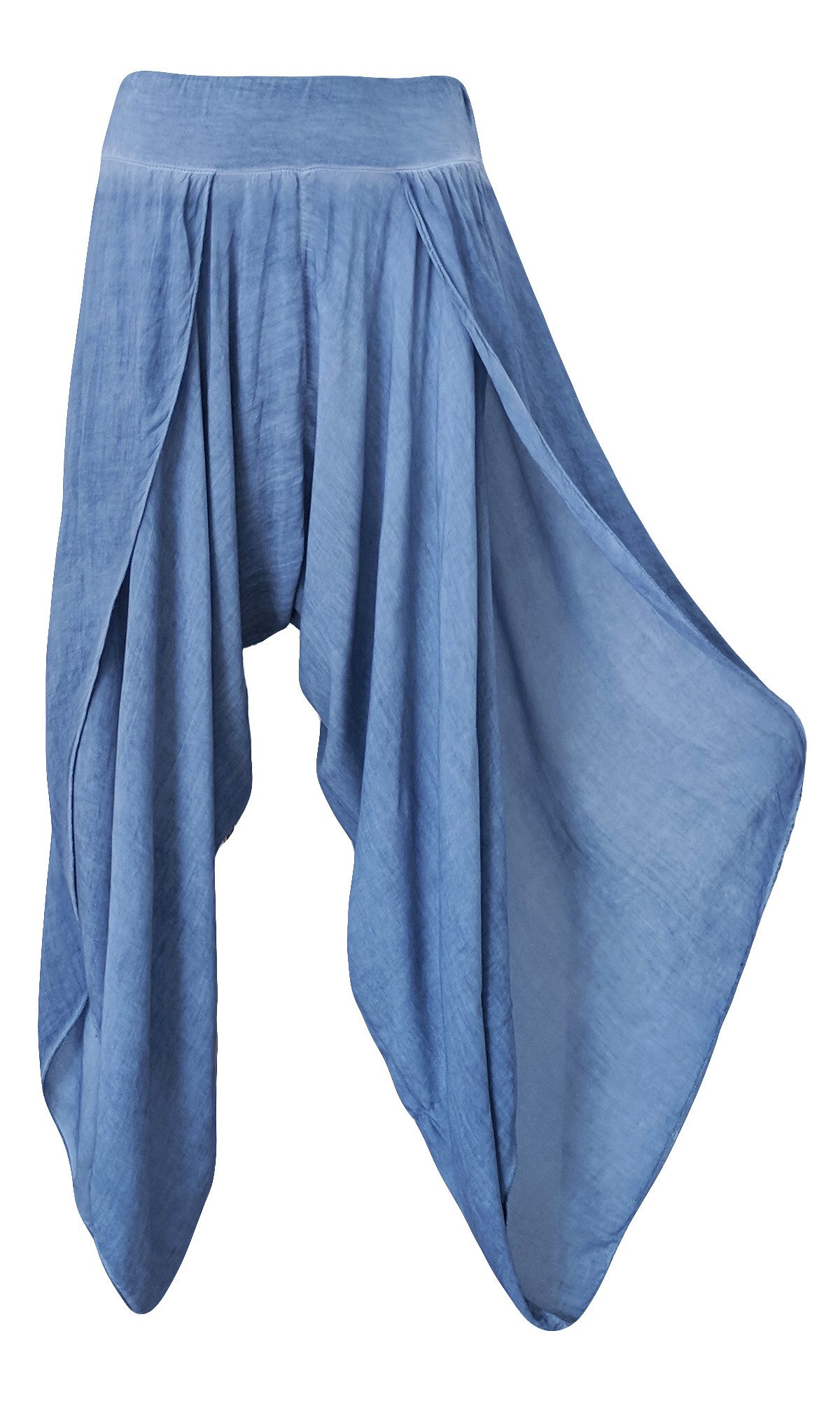OriginalYou Haremshose Luftige Damen Hosen Sommerhosen mit Beinschlitzen super leichtes Sommergewebe, offenes Bein