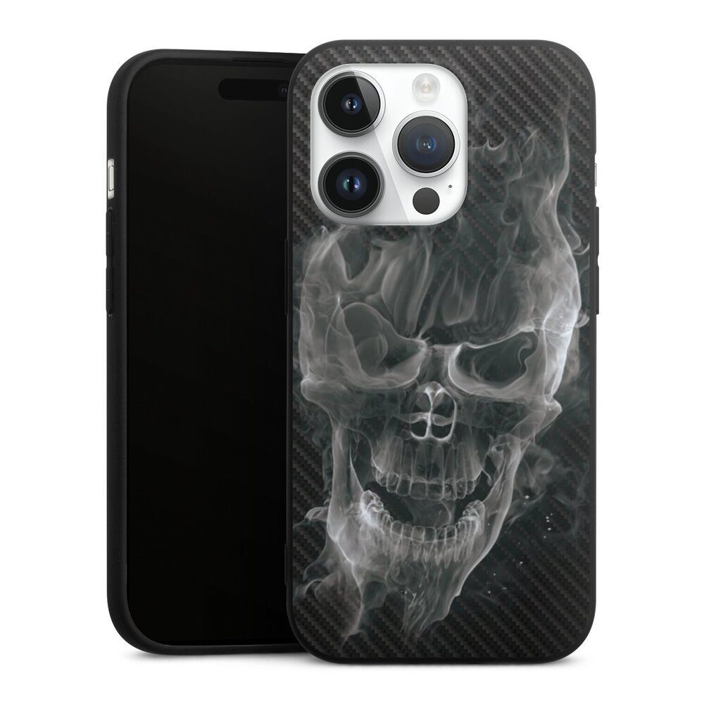 Handyhülle Totenkopf Schädel Carbon Smoke Skull Carbon
