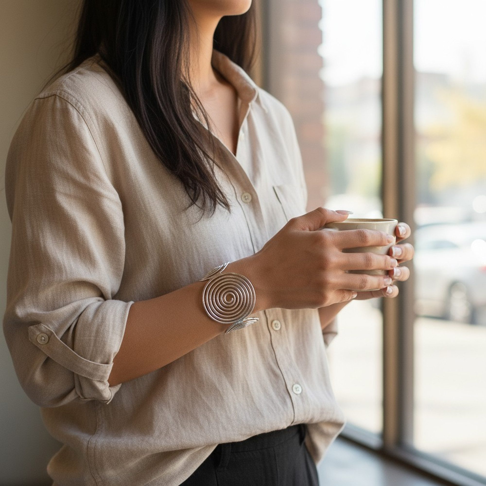 KARMA Armreif Damen Silber od. Gold 6,5 cm modernes Design (Damenschmuck Da günstig online kaufen