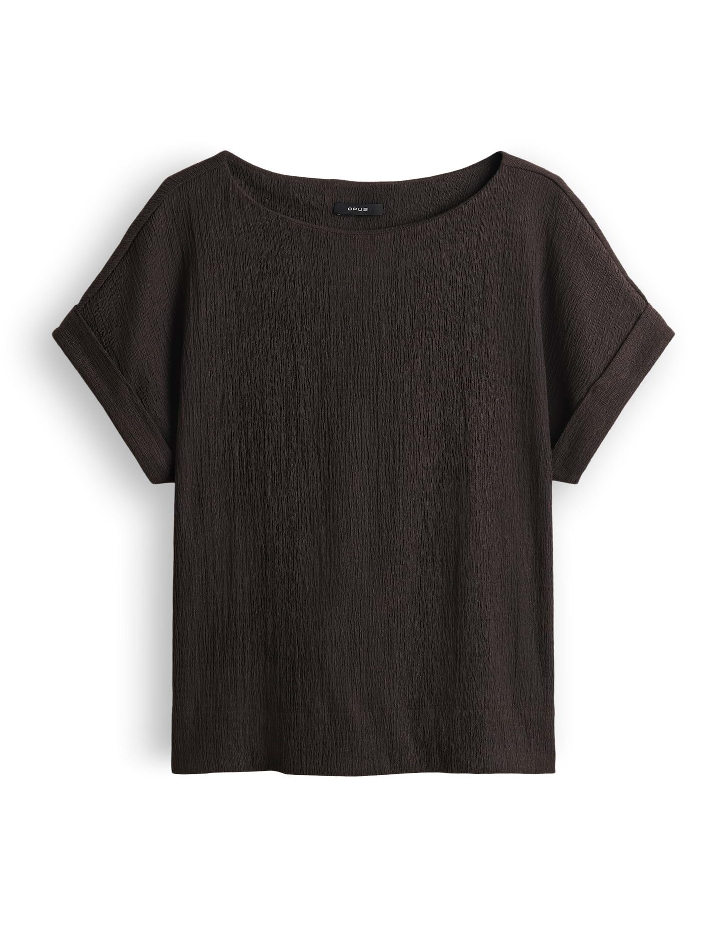 OPUS Kurzarmshirt Sikuro aus weichem Jersey mit Crinkle Effekt Der Aufschlag am Ärmel sorgt für eine entspannte Note