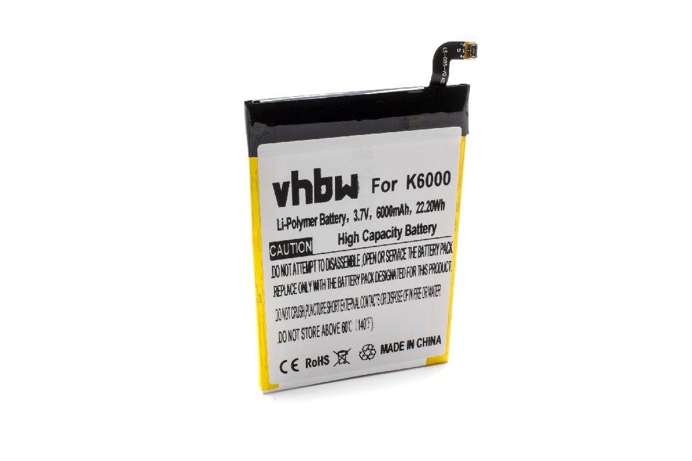 vhbw kompatibel mit mAh Plus K6000 Oukitel Li-Polymer (3,7 6080 V) Smartphone-Akku