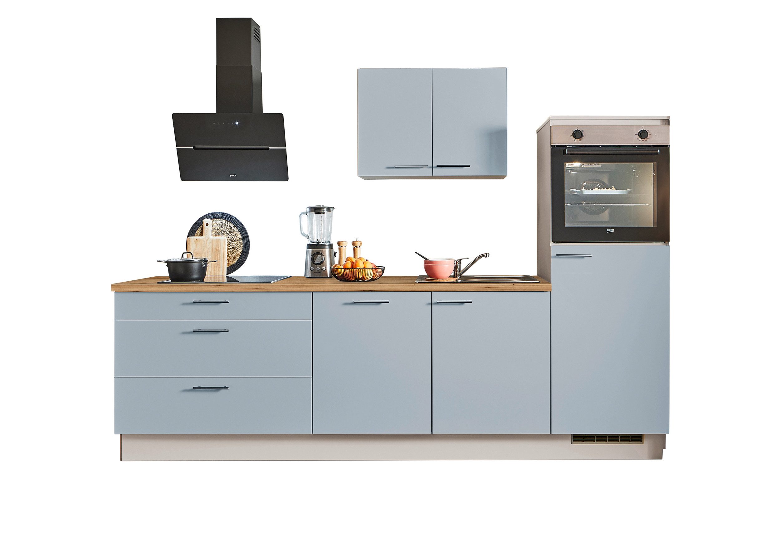 pino Кухниzeile Helsinki, individuell anpassbar, gratis Кухниplanung mit Profis, (Breite 260cm), vormontiert, wahlw. mit E-Geräten, Preis inkl. Lieferung & Montage