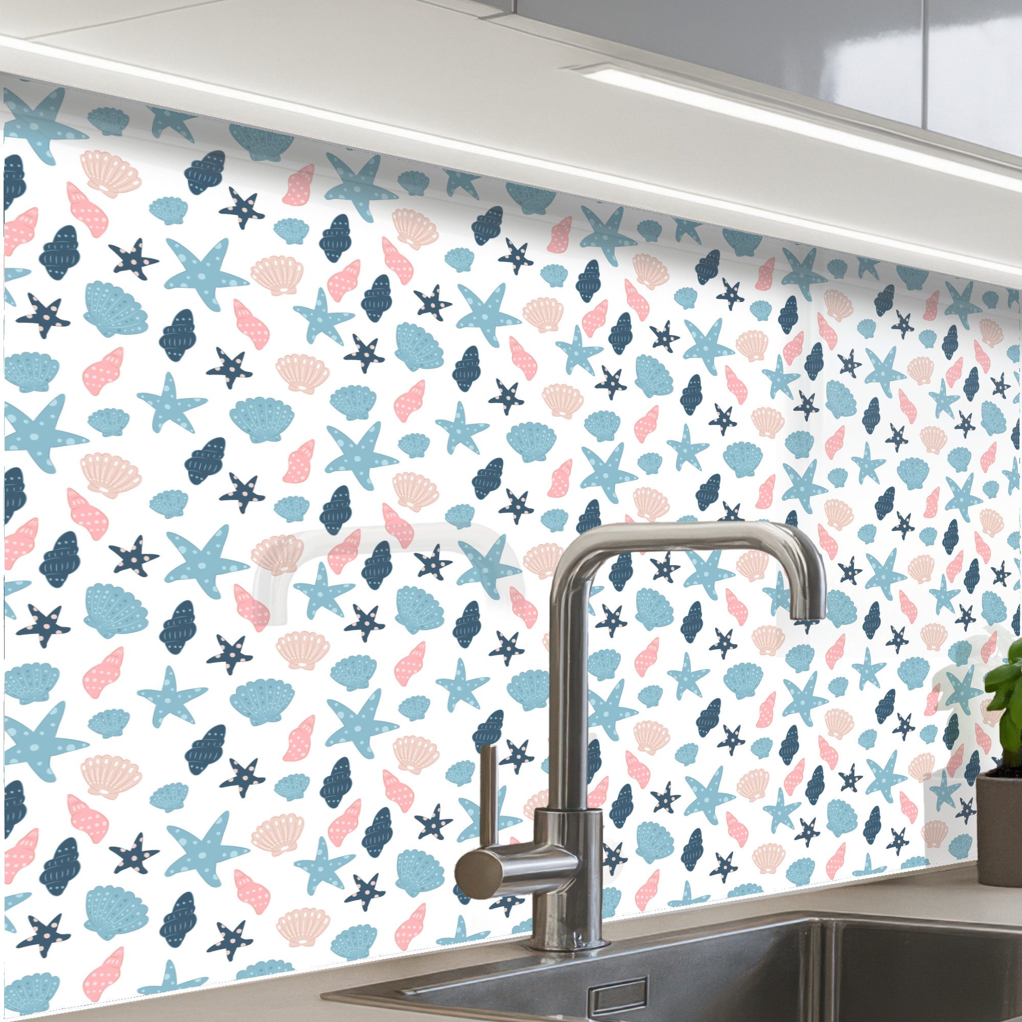 KitchenYeah Küchenrückwand Muster selbstklebend (keine Folie) Klein - Ozean - Riff - Multi, (1-tlg), Spritzschutz, Küche, Rückwand, Küchenwand, Küchenfront, 30x20 cm