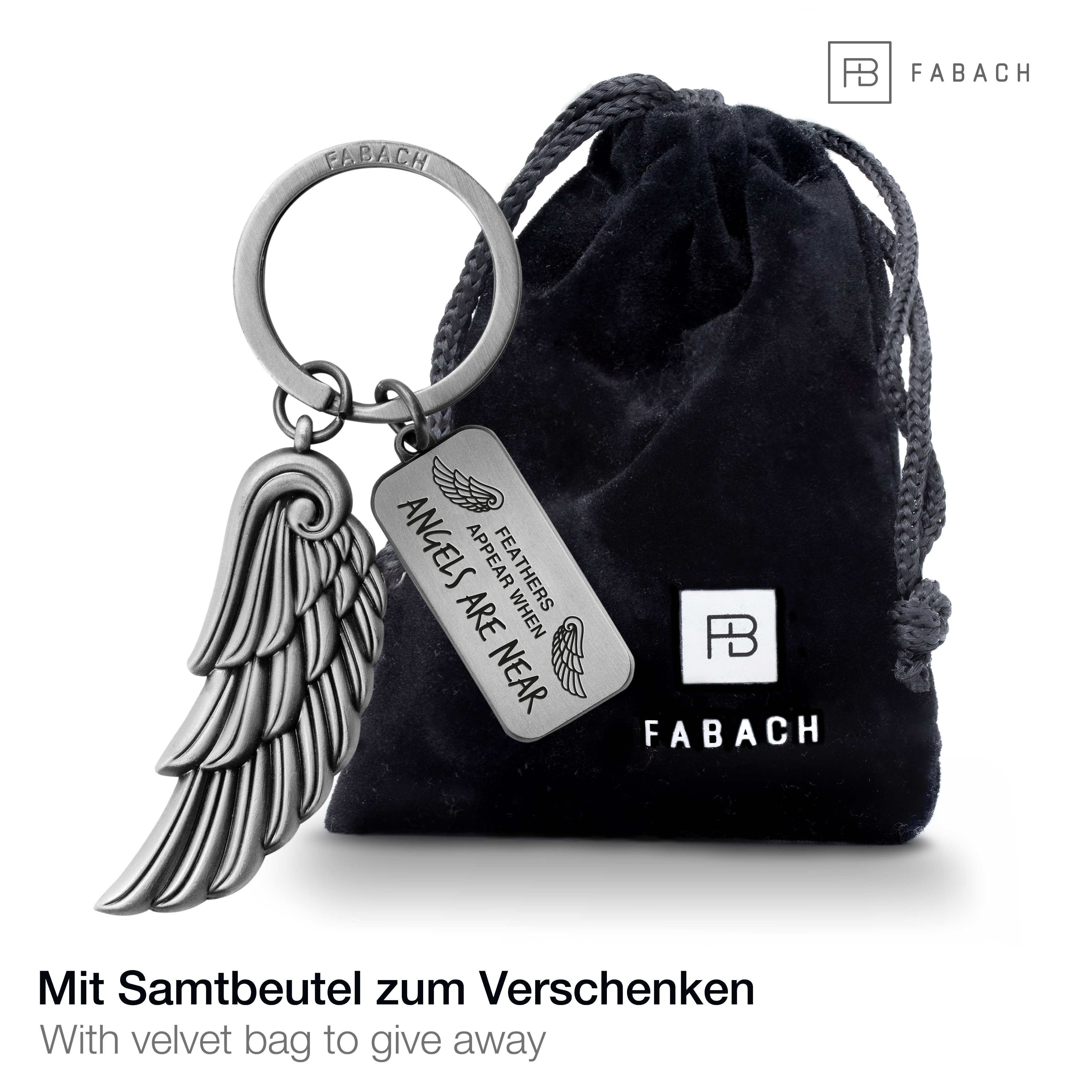 Angels Schutzengel Geschenk FABACH Are mit Angel Gravur Antique - Near - Silber Engelsflügel Schlüsselanhänger