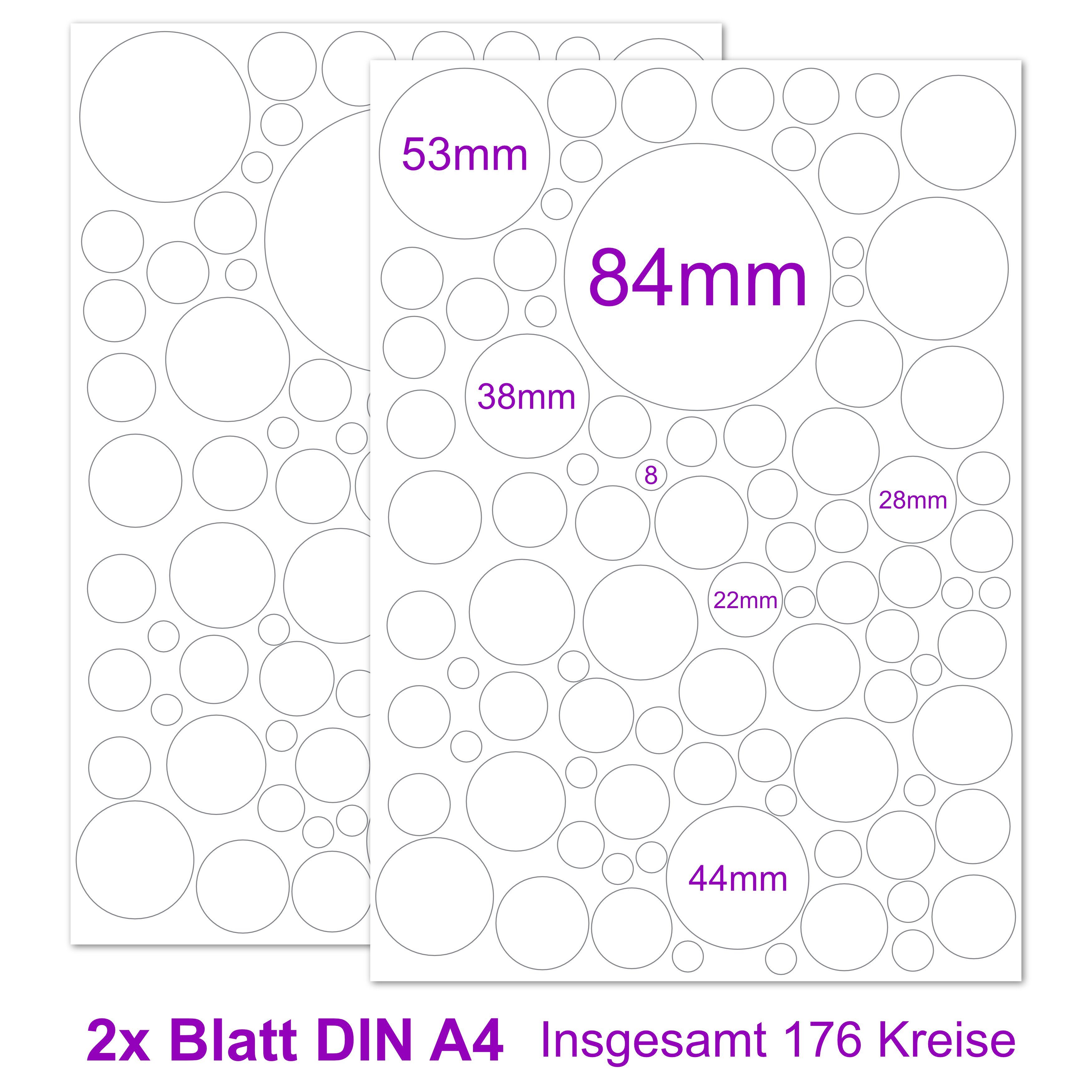 PUNALU Wandtattoo Kreis Set 176 Stück Wandtattoo Babyzimmer Kinderzimmer Kreisaufkleber, selbstklebend, rückstandslos abziehbar