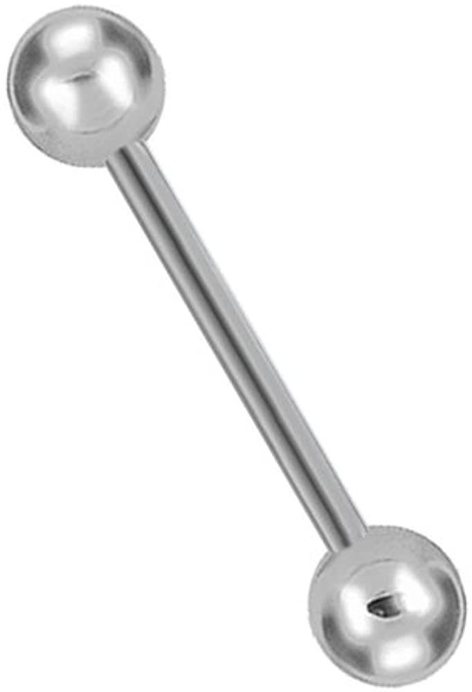Karisma Brustwarzenpiercing Zungenpiercing Piercing Titan G23 Barbell Hantel Mit 2 Kugeln 5mm - TBRB - 14.0 Millimeter