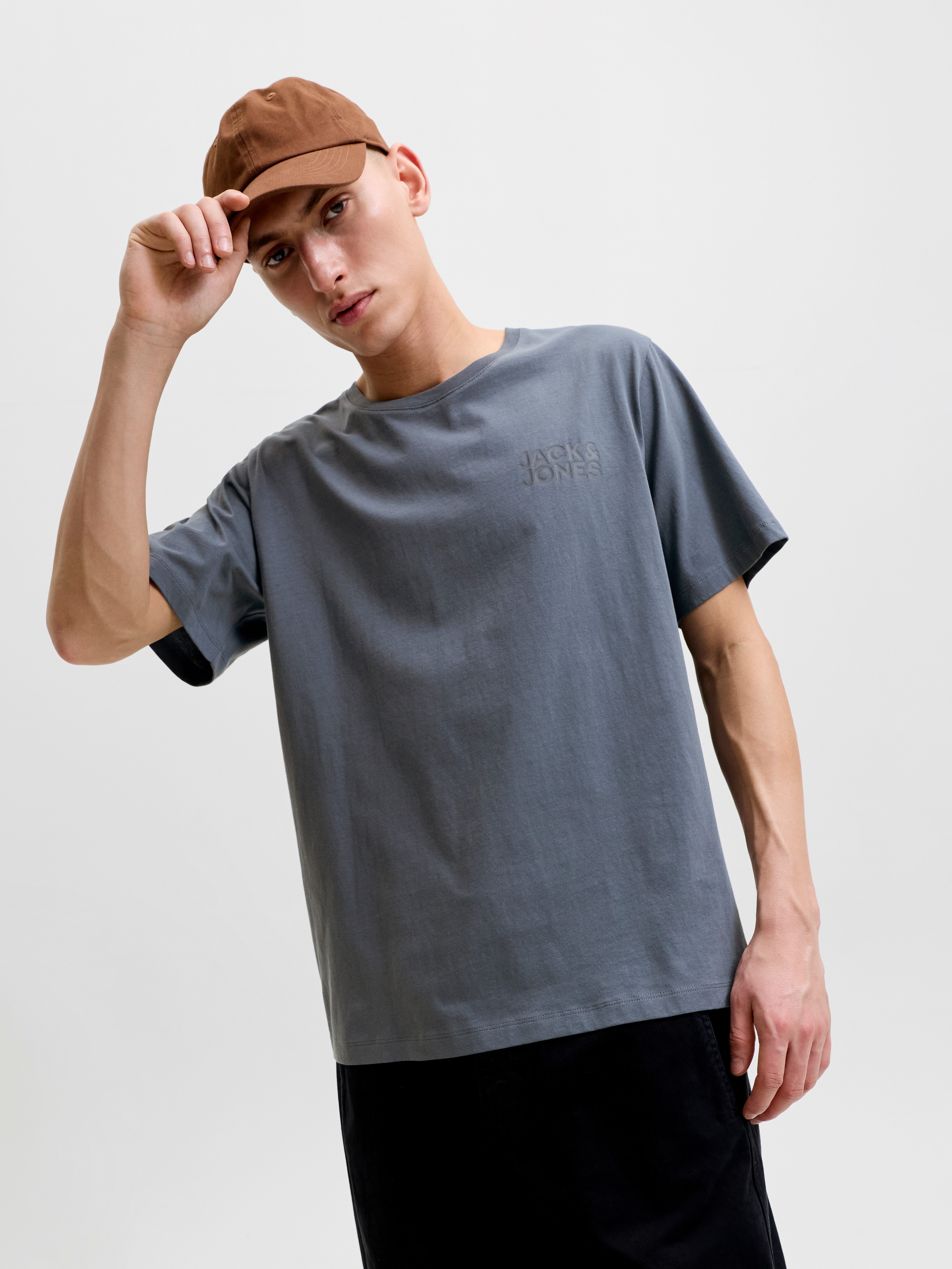 Jack & Jones T-Shirt JJECORP Herren-Tee mit figurbetonter Silhouette bedruckt, modisch, schmal, Baumwolle, Rundhals