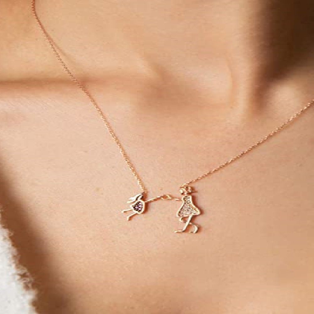 BOHORIA verstellbare Halskette Geschenk Anhänger Muttertag Sterling mit Halskette Mamaliebe Mama Kette vergoldet, Herz Silber 925