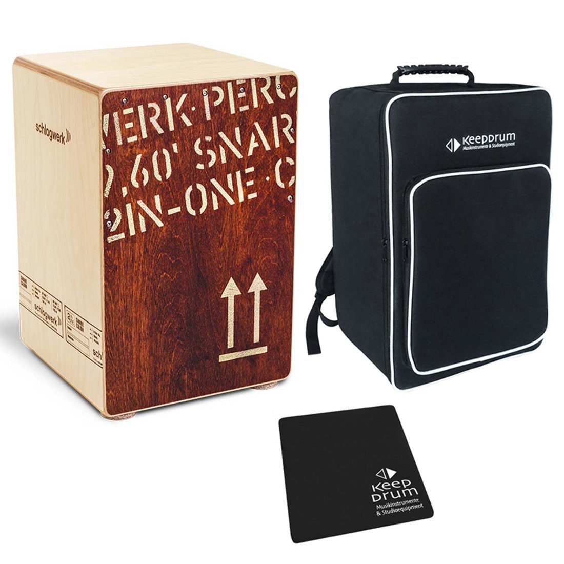 Schlagwerk Cajon Schlagwerk CP403RED Cajon Red mit Tasche u. Sitzpad,Cajon, Red, mit Tasche und Sitzpad