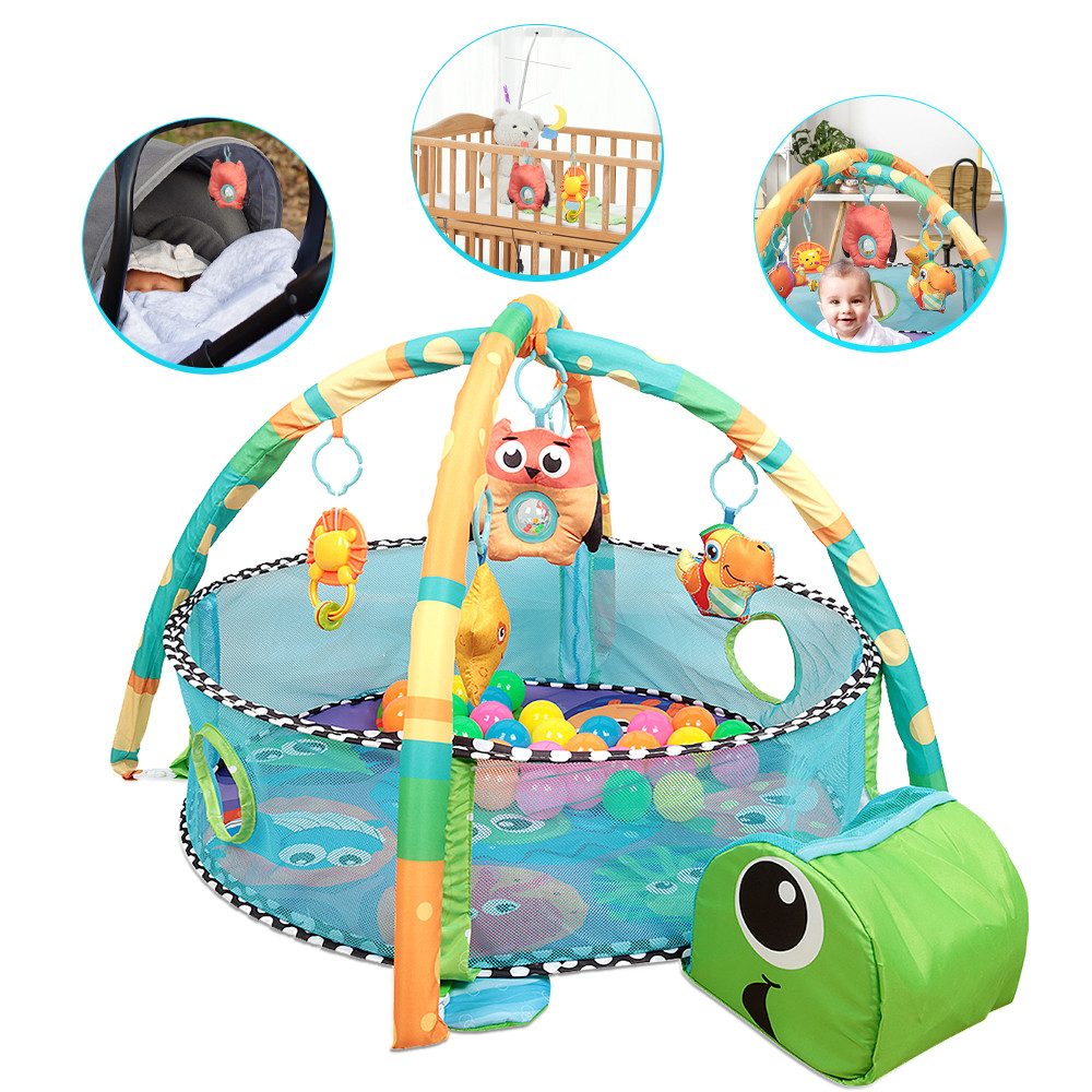 Krabbeldecke Baby Spieldecke Laufstall, Schildkröte Erlebnisdecke Spielbogen