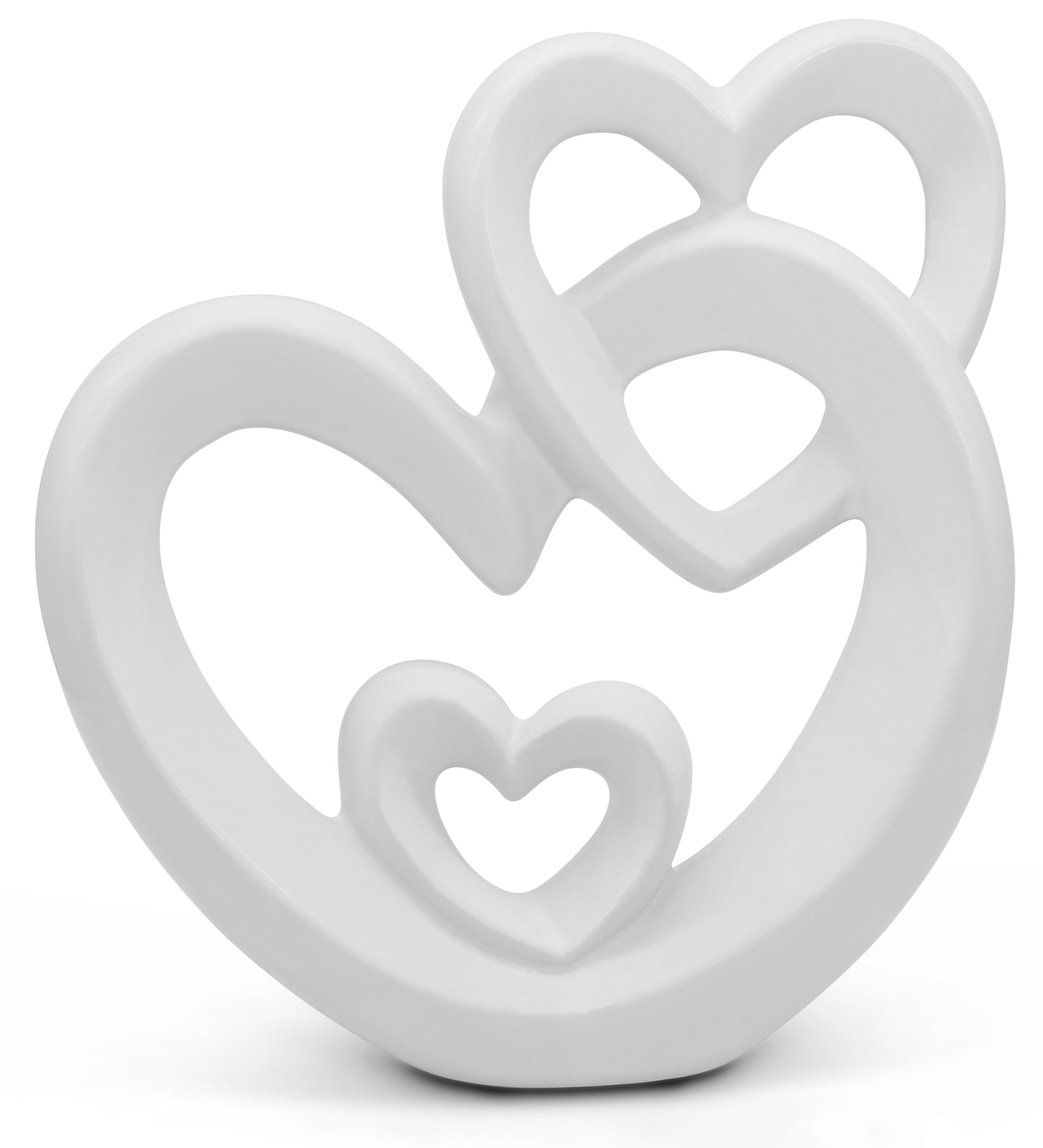 Herz groß Dekofigur Dekoherz Feinknick Weiß zur Keramik, 23cm aus Harmonisches in Dekoration
