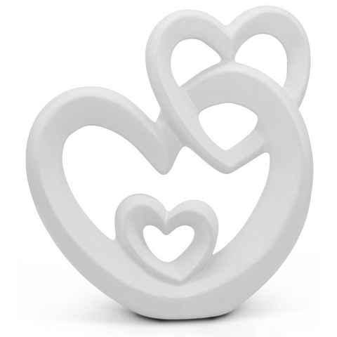 Feinknick Dekofigur Harmonisches Herz zur Dekoration aus Keramik, Dekoherz 23cm groß in Weiß