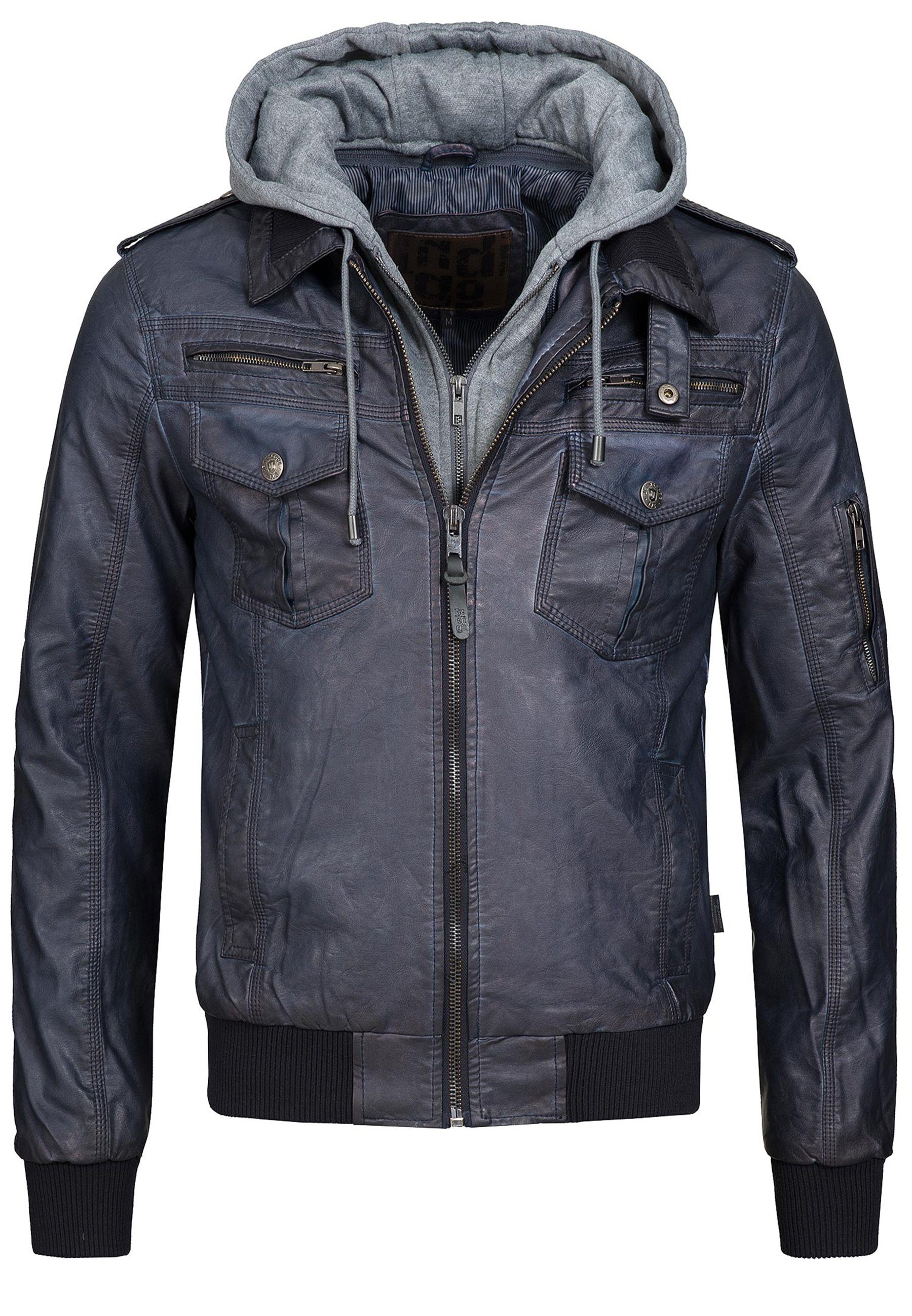 Indicode Navy Lederimitatjacke Aaron