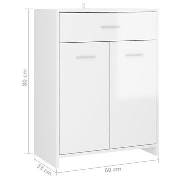 DOTMALL Seitenschrank Badezimmerschrank Hochglanz-Weiß 60x33x80 cm Holzwerkstoff