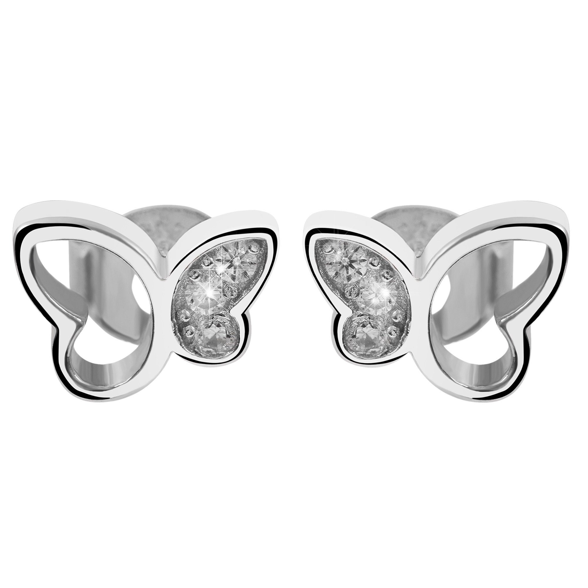 Adelia´s Paar Silber Zirkonia Ohrstecker 925 mit Schmetterling Ohrstecker aus