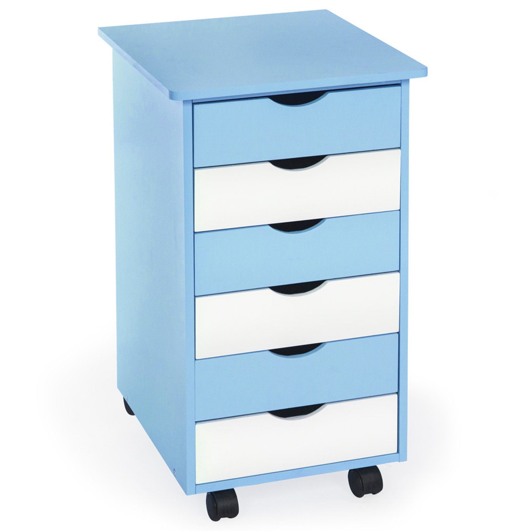 Rollcontainer tectake 65x36x40cm blau Rollcontainer aus Holz
