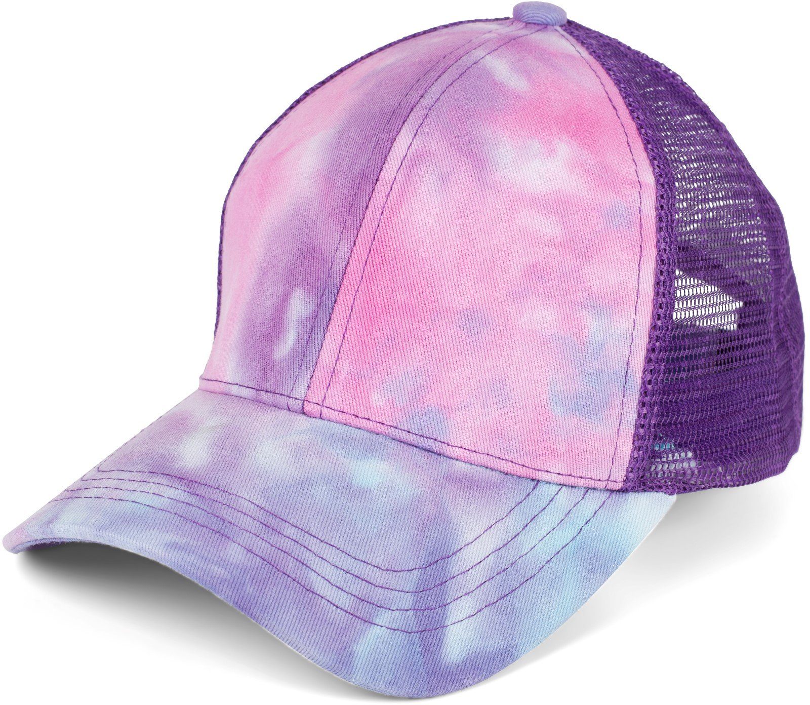 Cap Mesh Ponytail Cap mit styleBREAKER Einsatz (1-St) Baseball Türkis-Violett Baseball Batik