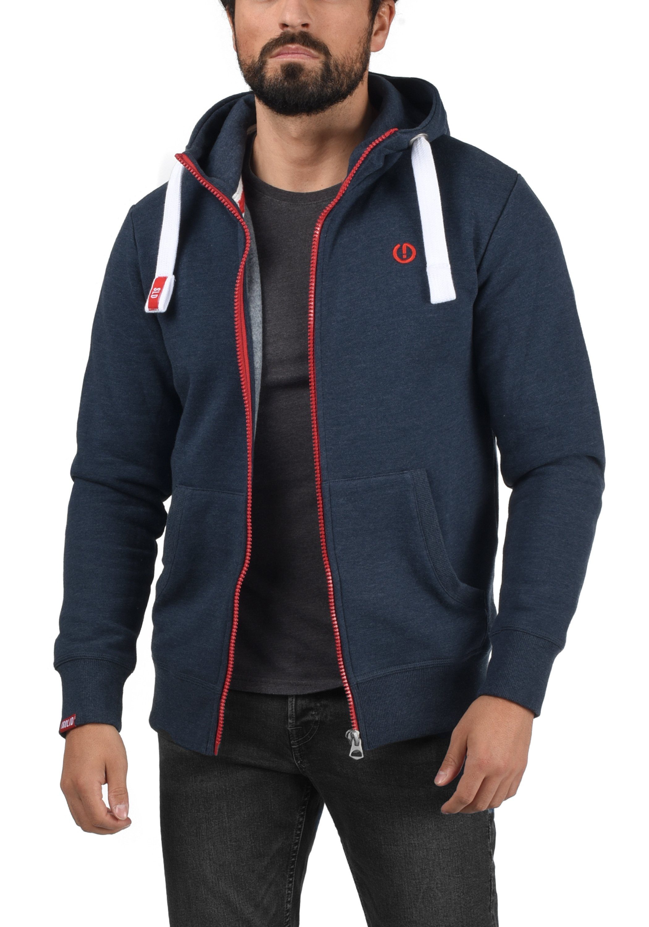 Insignia Melange Zip-Hoodie (8991) Blue !Solid High Kapuzensweatjacke Neck SDBenn