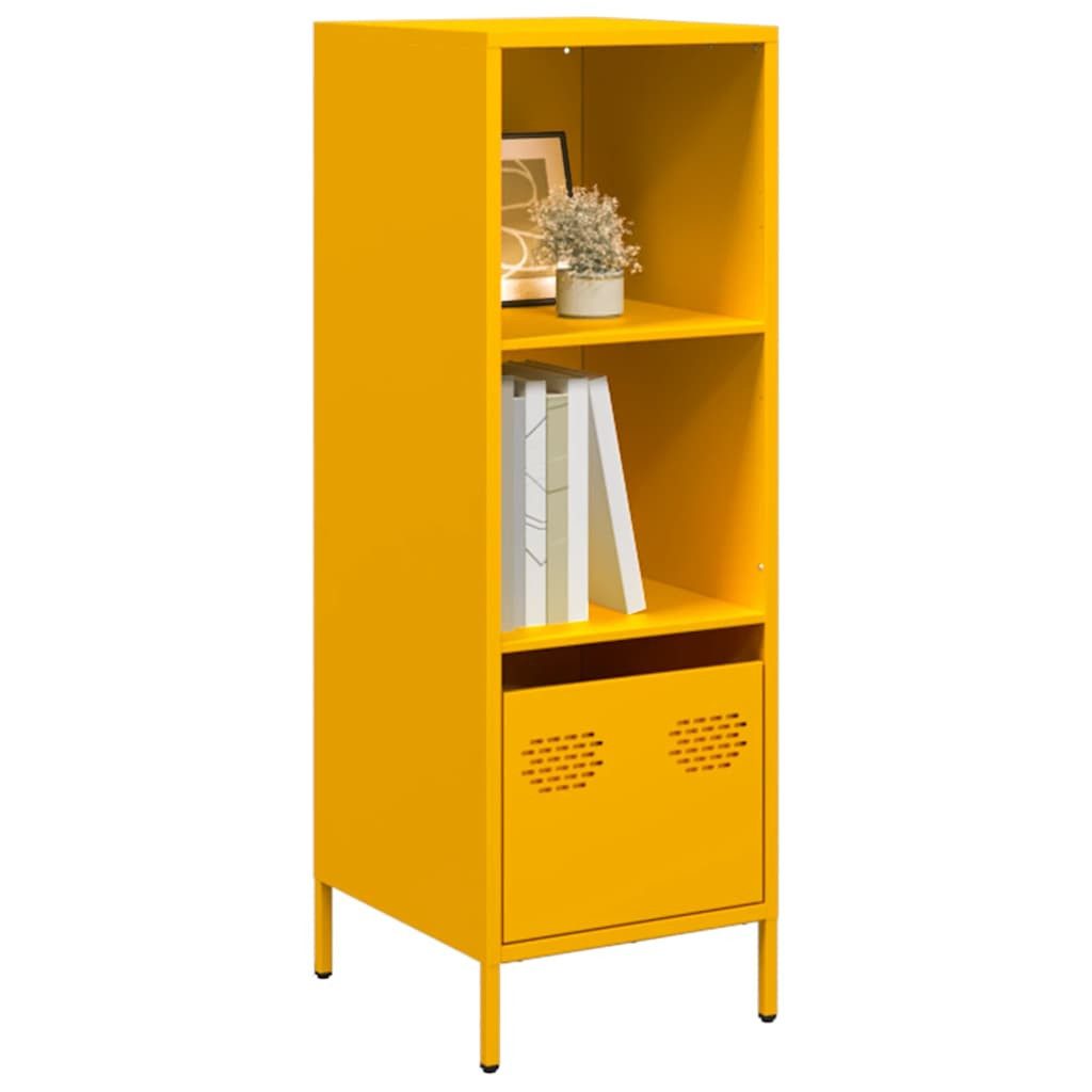 furnicato Highboard 35 x 39 x 103,5 cm Senfgelb (1 St), Stabiler Metall-Aktenschrank mit Schublade für dein Büro