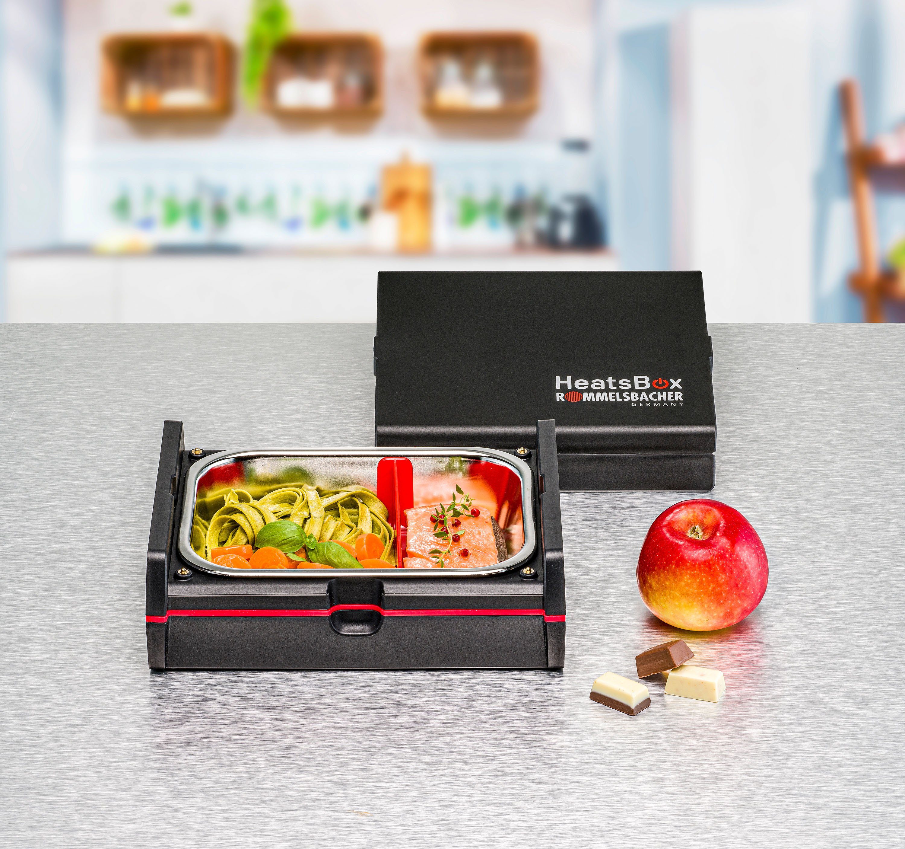 Rommelsbacher Elektrische Lunchbox HEATSBOX® HB 100, Edelstahl, (1-tlg), 2  integrierte Flächenheizungen für Erwärmen von oben & unten