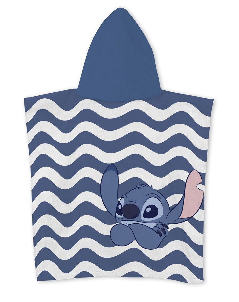 Disney Badeponcho Disney Lilo Stitch Kinder Mikrofaser Poncho Badeponcho, 55, Polyester, Kapuze, Ohne Verschluss, 55x55 cm