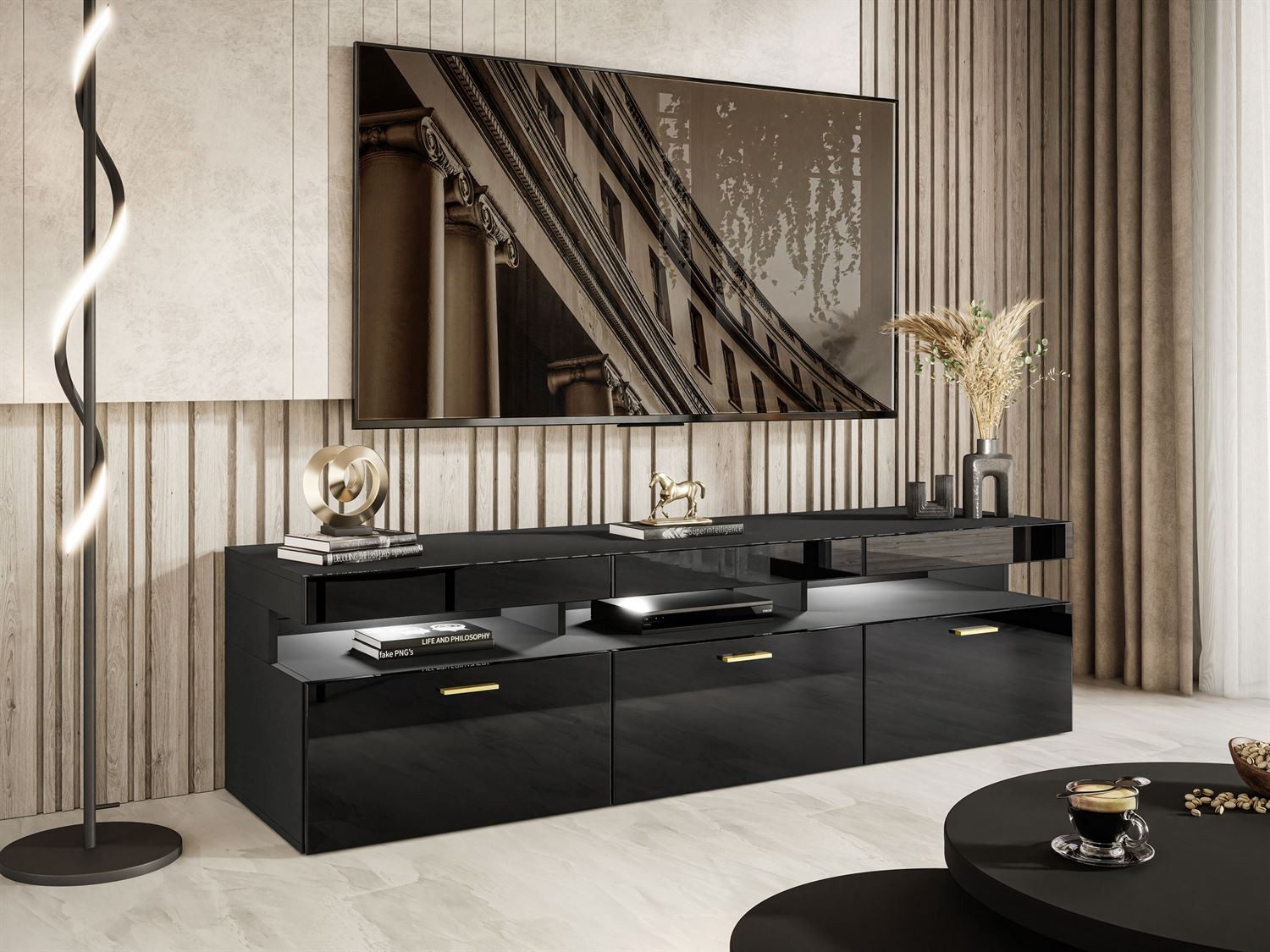 yourhouse24 Lowboard BRASILIA TV-Schrank Hochglanz Artisan günstig online kaufen