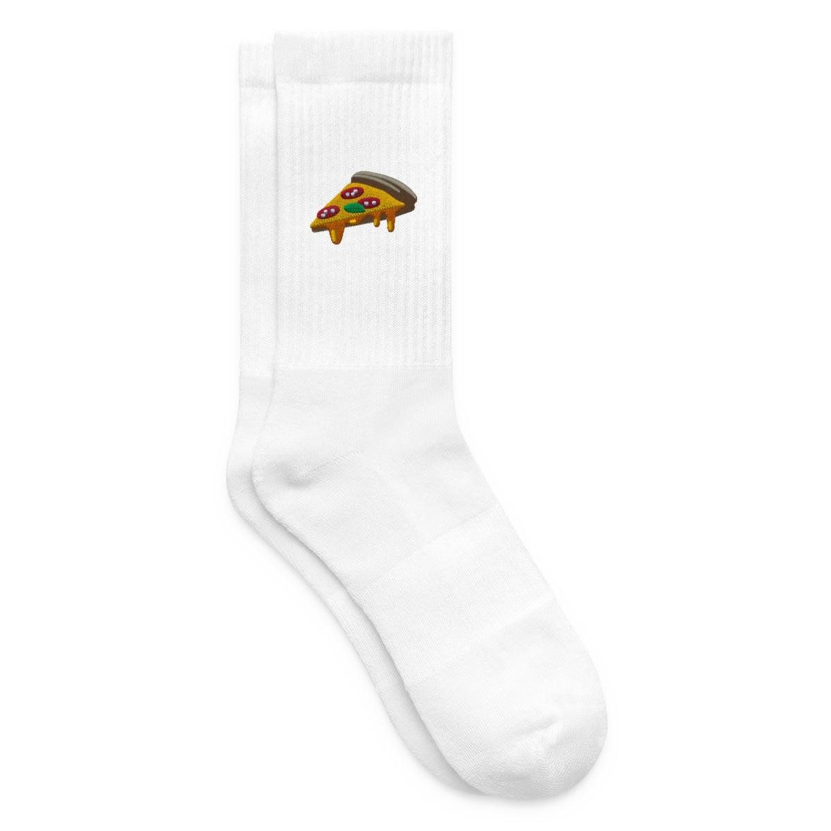 Spreadshirt Socken Ein Stück Pizza Stickerei Tennissocken (1-Paar)