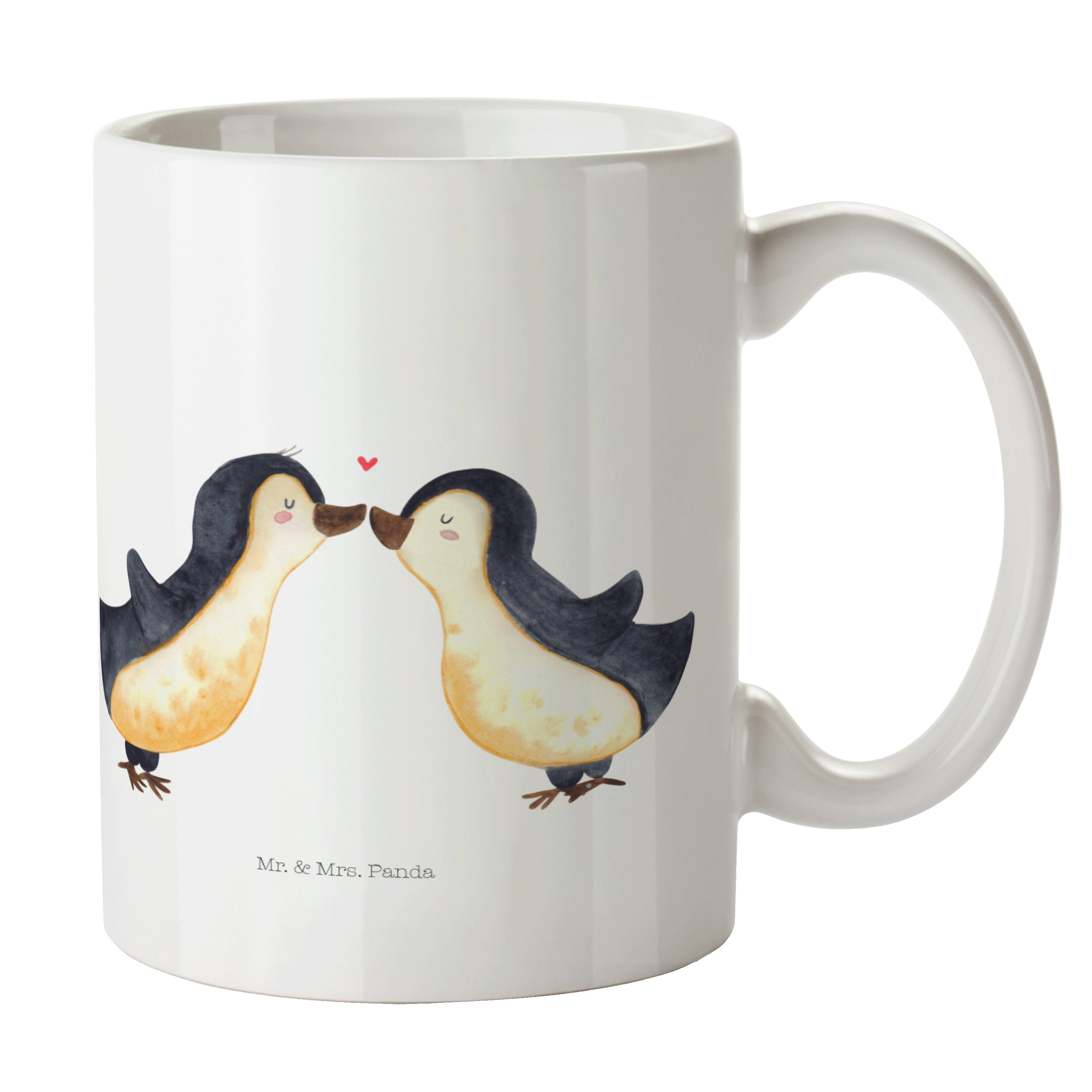 Mr. & Mrs. Panda Tasse Pinguin Liebe - Weiß - Geschenk, Freundin, vertraut, Gastgeschenk, Li, Keramik