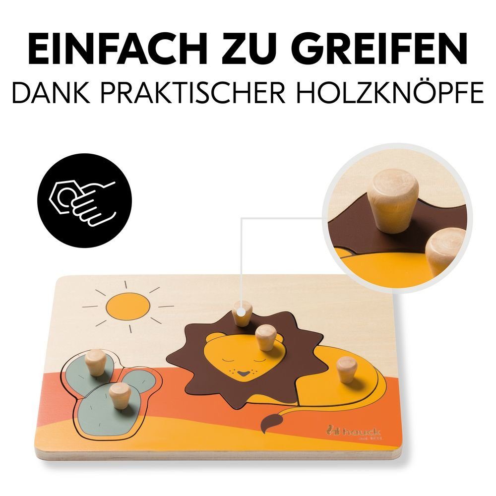 Holz Steckpuzzle für 1 Löwe, Sort Baby N / Hauck für Puzzleteile, Kinder Greifpuzzle - Jahr) Puzzle Lion Puzzle (ab