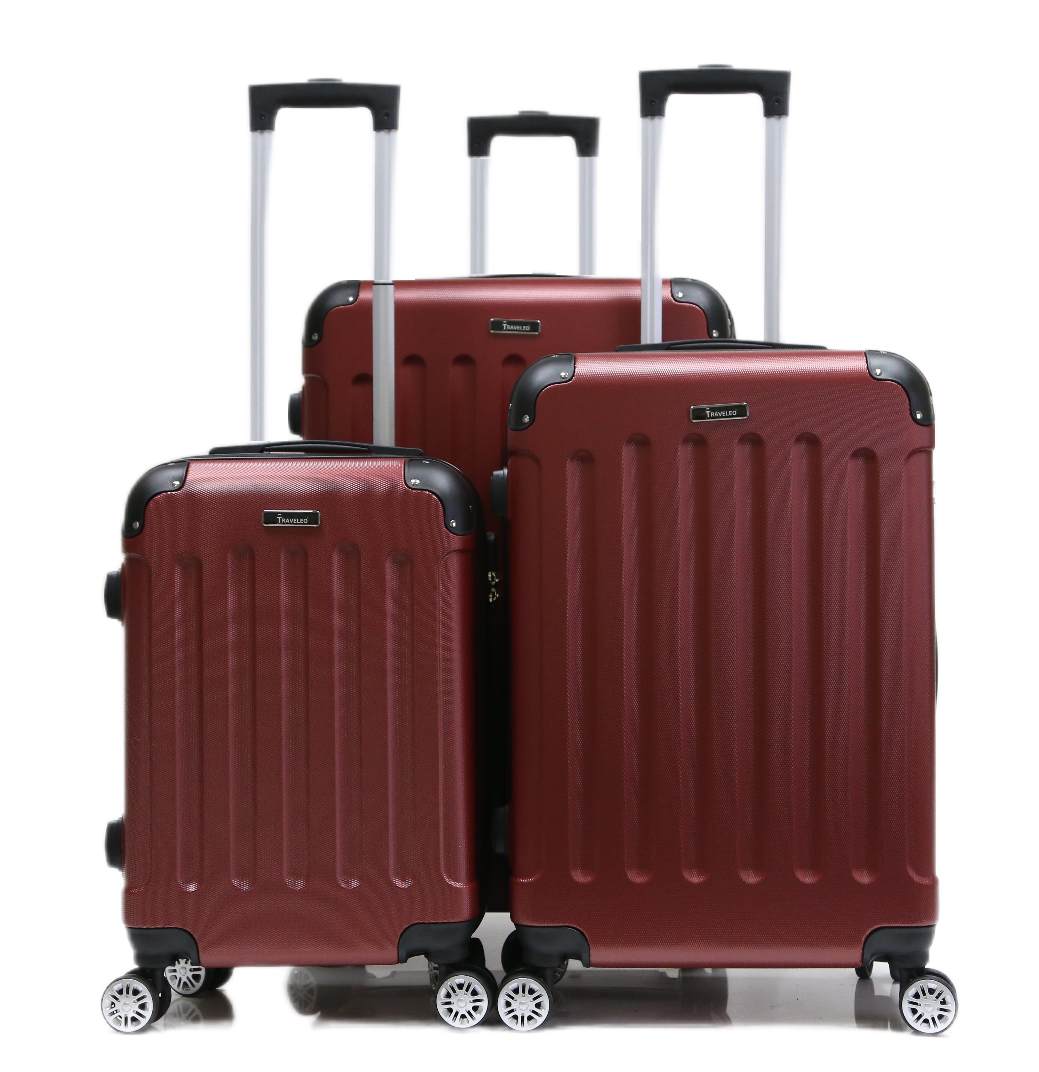Cheffinger Kofferset Reisekoffer Koffer 3 tlg Hartschale Trolley Set Kofferset Handgepäck, (3 tlg) Rot