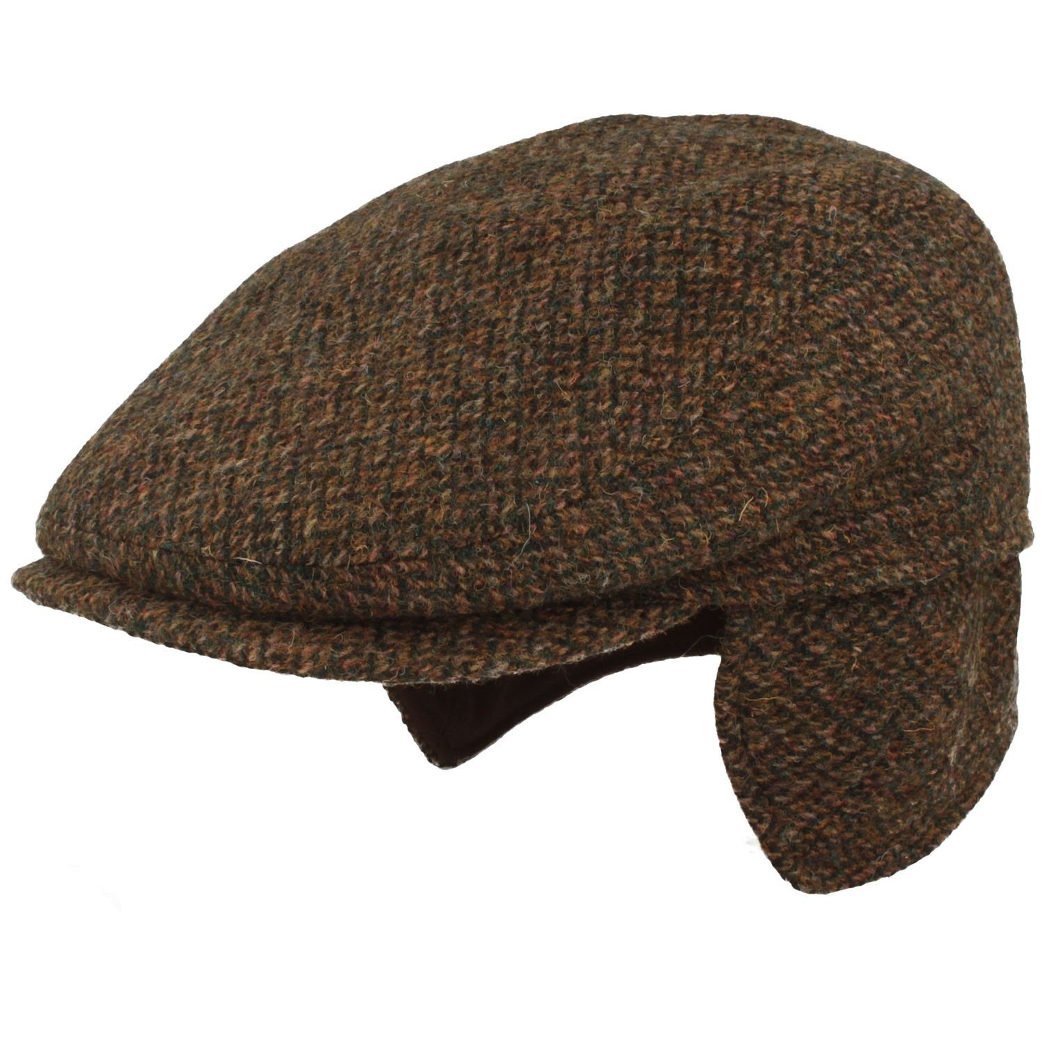 Bullani Schiebermütze warm Tweed aus Wolle mit Ohrenschutz 1308-oliv