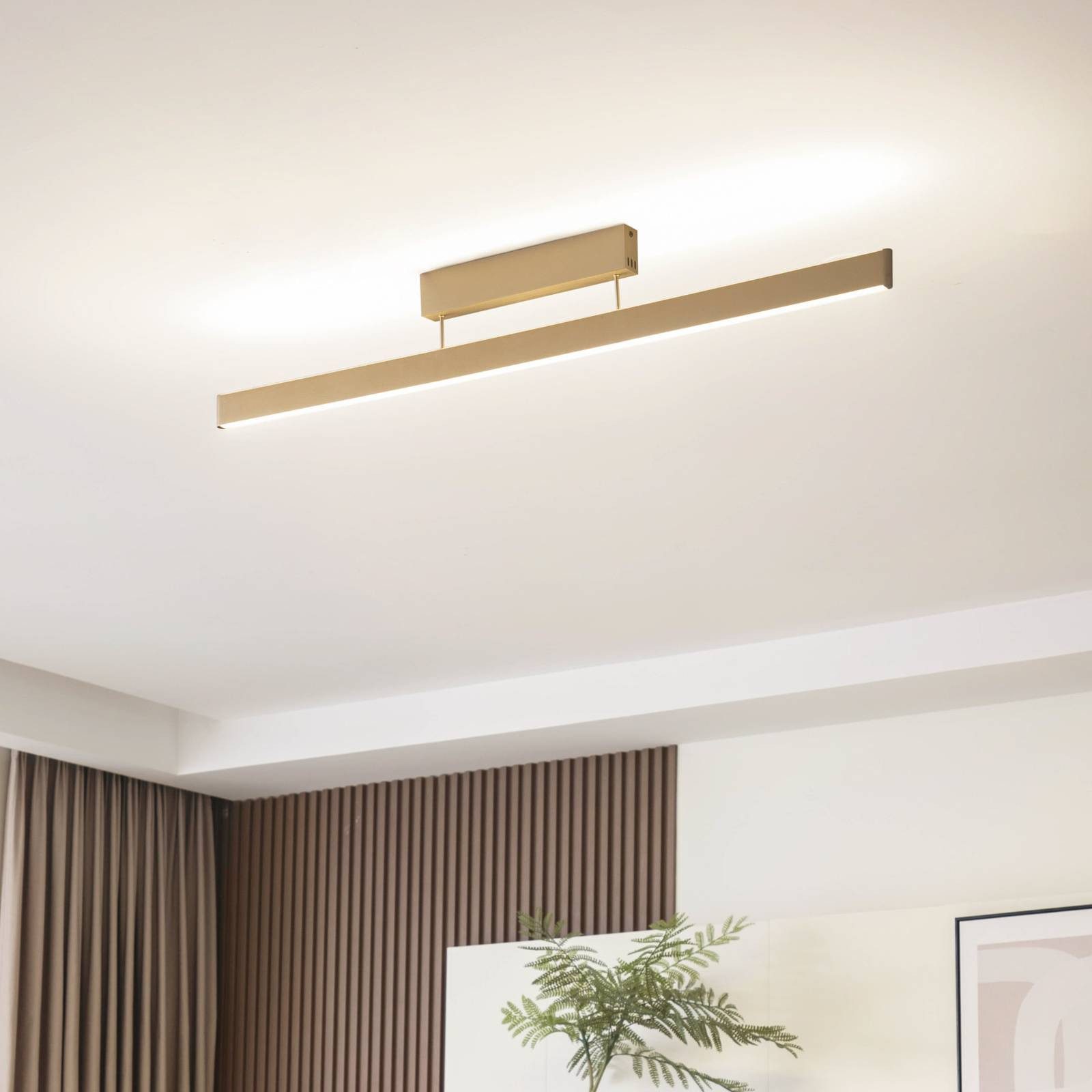 Lucande Deckenleuchten Mylosh, LED, Metall, Gold / Messing Farbwechsel warmweiß / tageslicht IP20 mit Fernbedienung, LED 34,5 W gesamt, Farbwechsel warmweiß / tageslicht