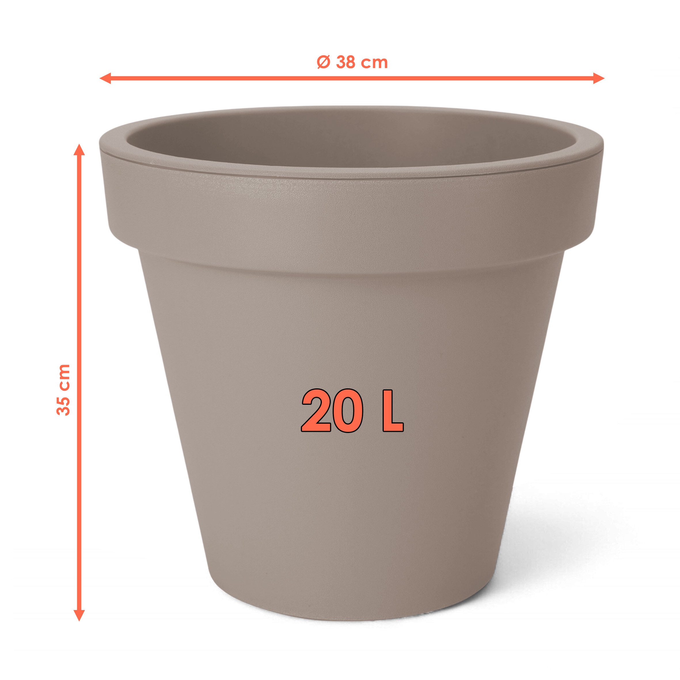 Spetebo Pflanzkübel Kunststoff Pflanzkübel rund M Ø 38 cm beige (Stück, 1 St., Blumentopf), klassischer runder Pflanzkübel für den Garten