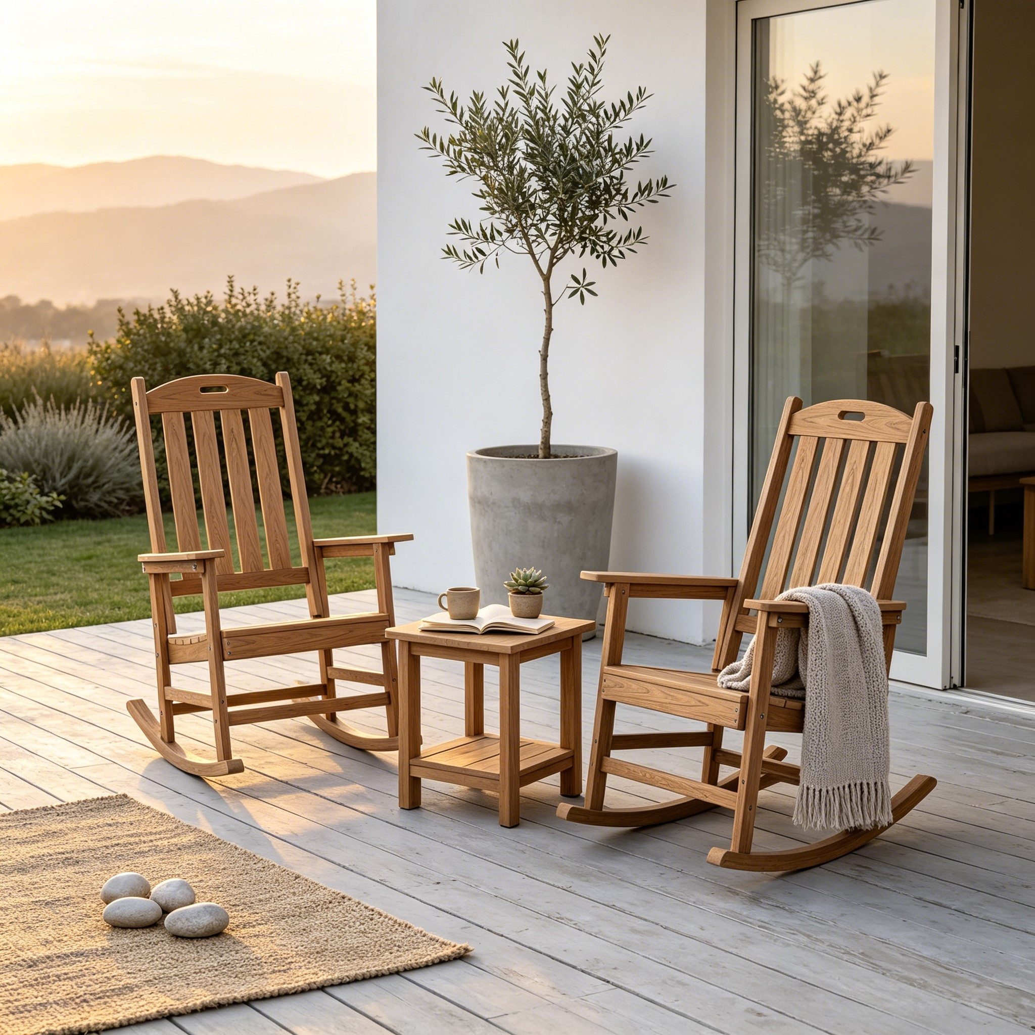 NJLyuhome Schaukelstuhl aus High-Impact-Polystyrol, wetterfest und pflegeleicht (1 St), Allwetter-Schaukelstuhl für Terrasse, Garten und Balkon