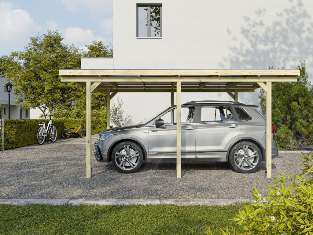 Woodtex Gartenhaus WOODTEX Carport 304×676 cm, BxT: 304x676 cm, Holz-Gartenhaus mit Flachdach, wetterfest & witterungsbeständig