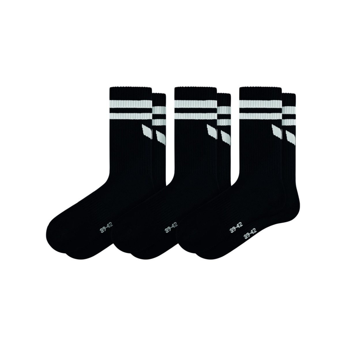 Erima Sportsocken Wings (Baumwolle) schwarz/weiss - 3 Paar